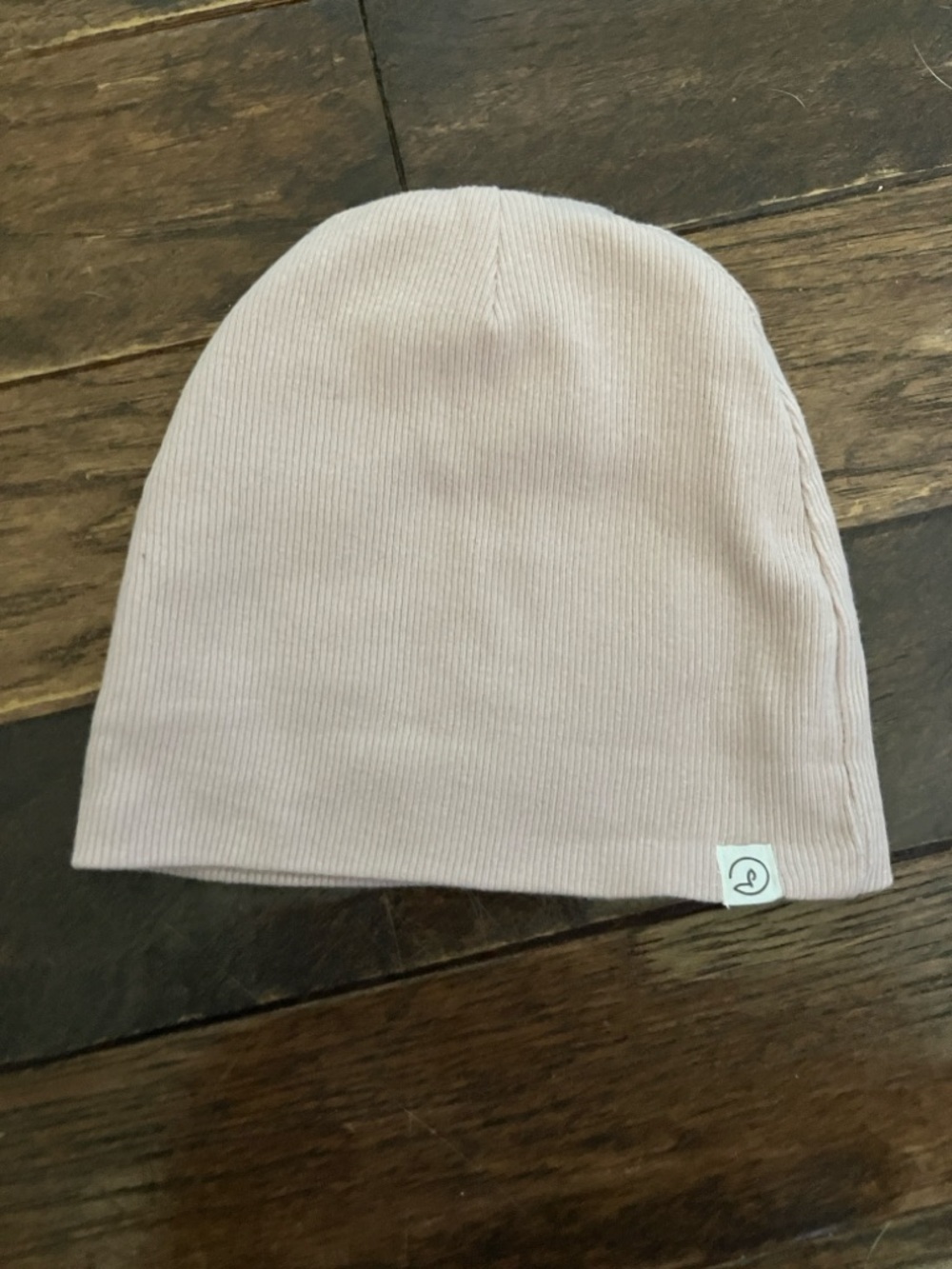 Soft Ribbed Organic Baby Beanie in Light Pink